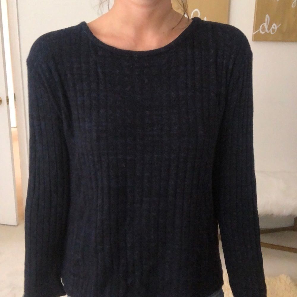 Monrow Open Back Blue Low V Sweater